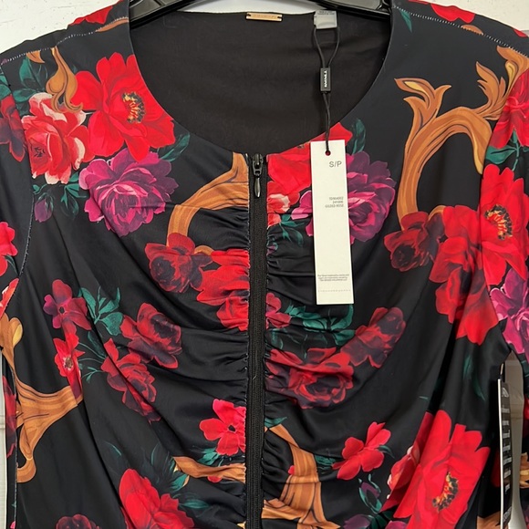 T Tahari Ruched Floral Bodycon Dress Size Small - Picture 2 of 5